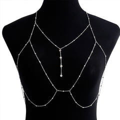 Diamond Pendant Tassel Necklace Chest Chain