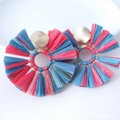 Color-block Raffia Earrings