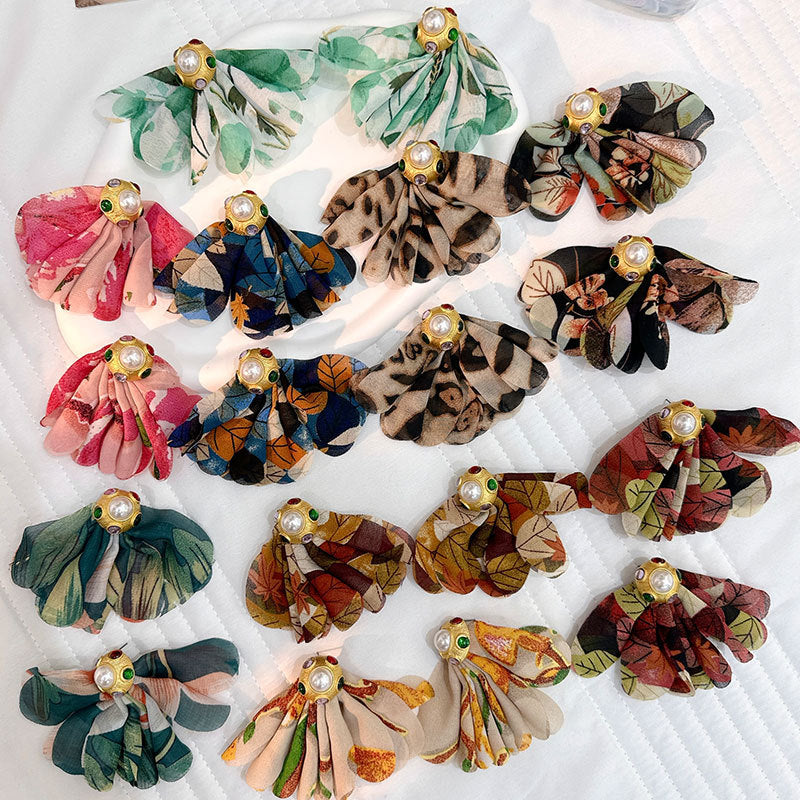 Handmade Fabric Gemstone Earrings