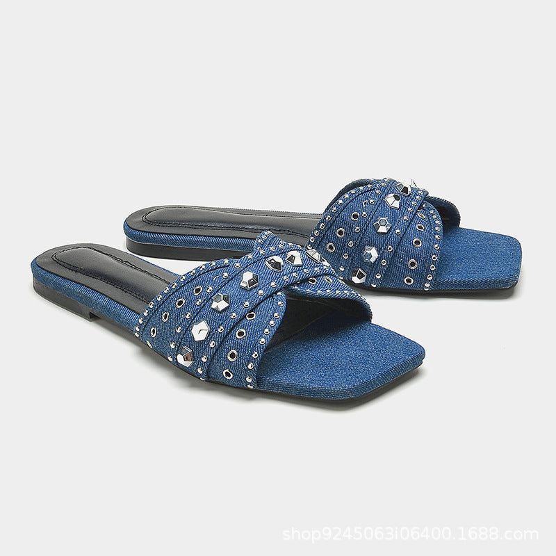 Blue Denim Slippers