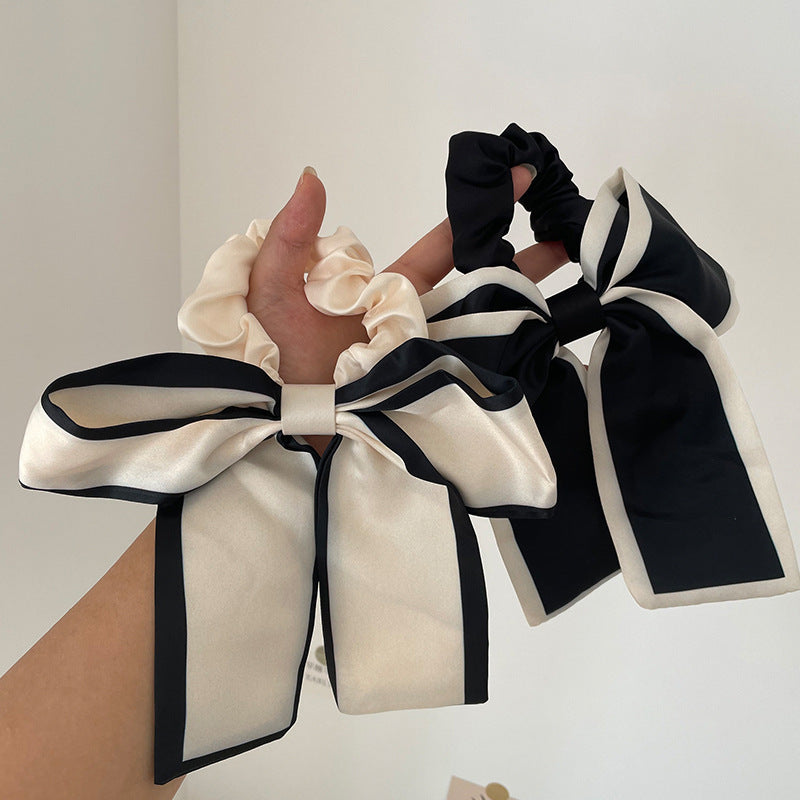 Black and White Contrast Big Bow Hair Rope