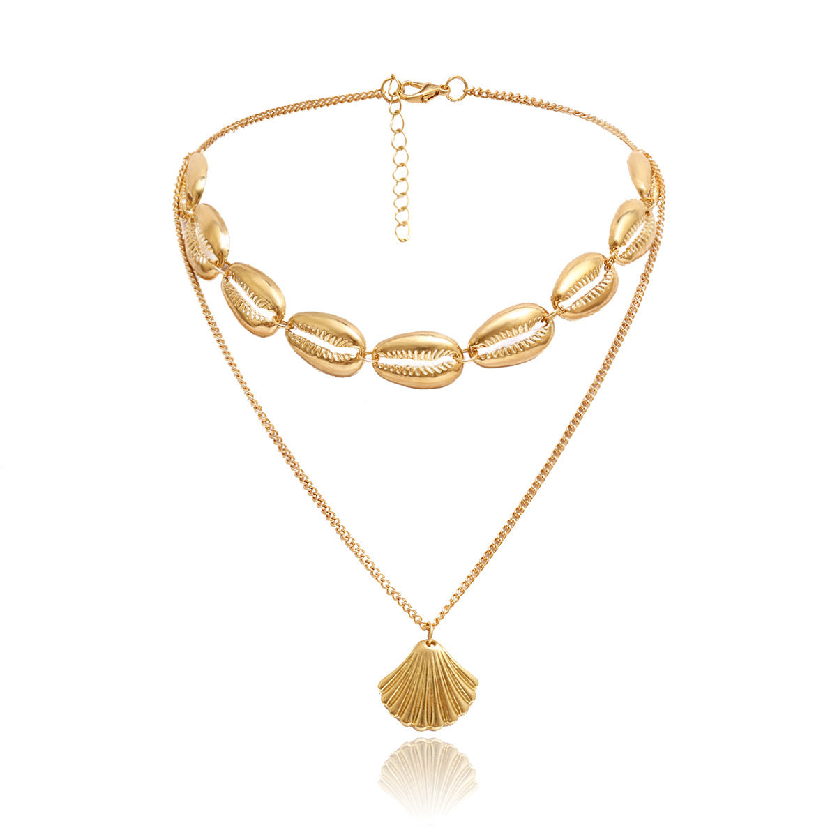 Golden shell multi-layered necklace