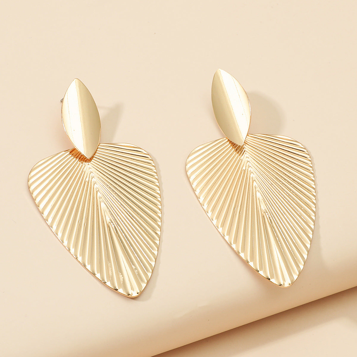 Geometric Metal Leaf Earrings