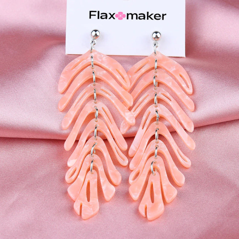 Flaxmaker Simple Leaf Pendant Earrings