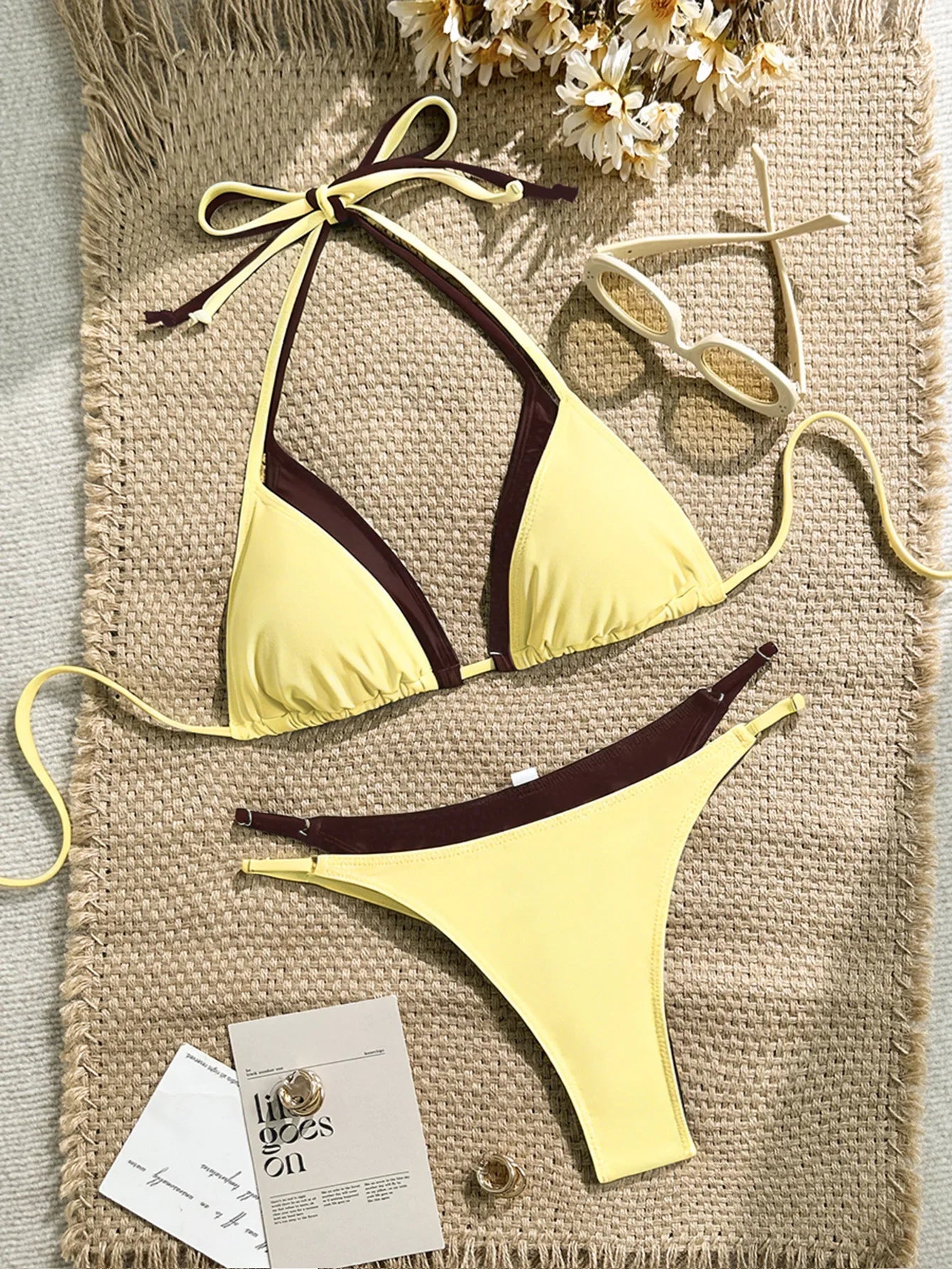 2 Piece Contrast Color Bikinis Set