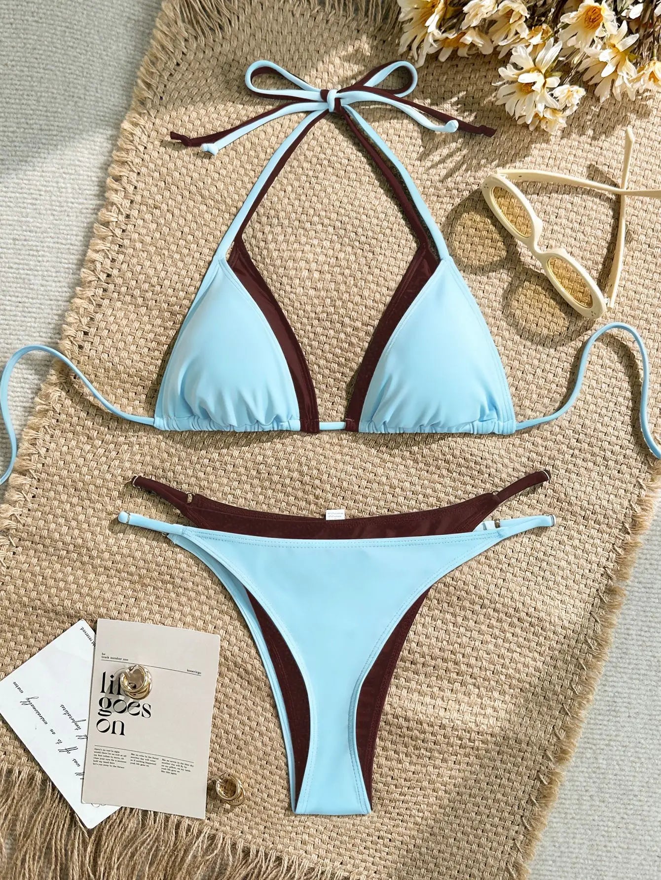 2 Piece Contrast Color Bikinis Set