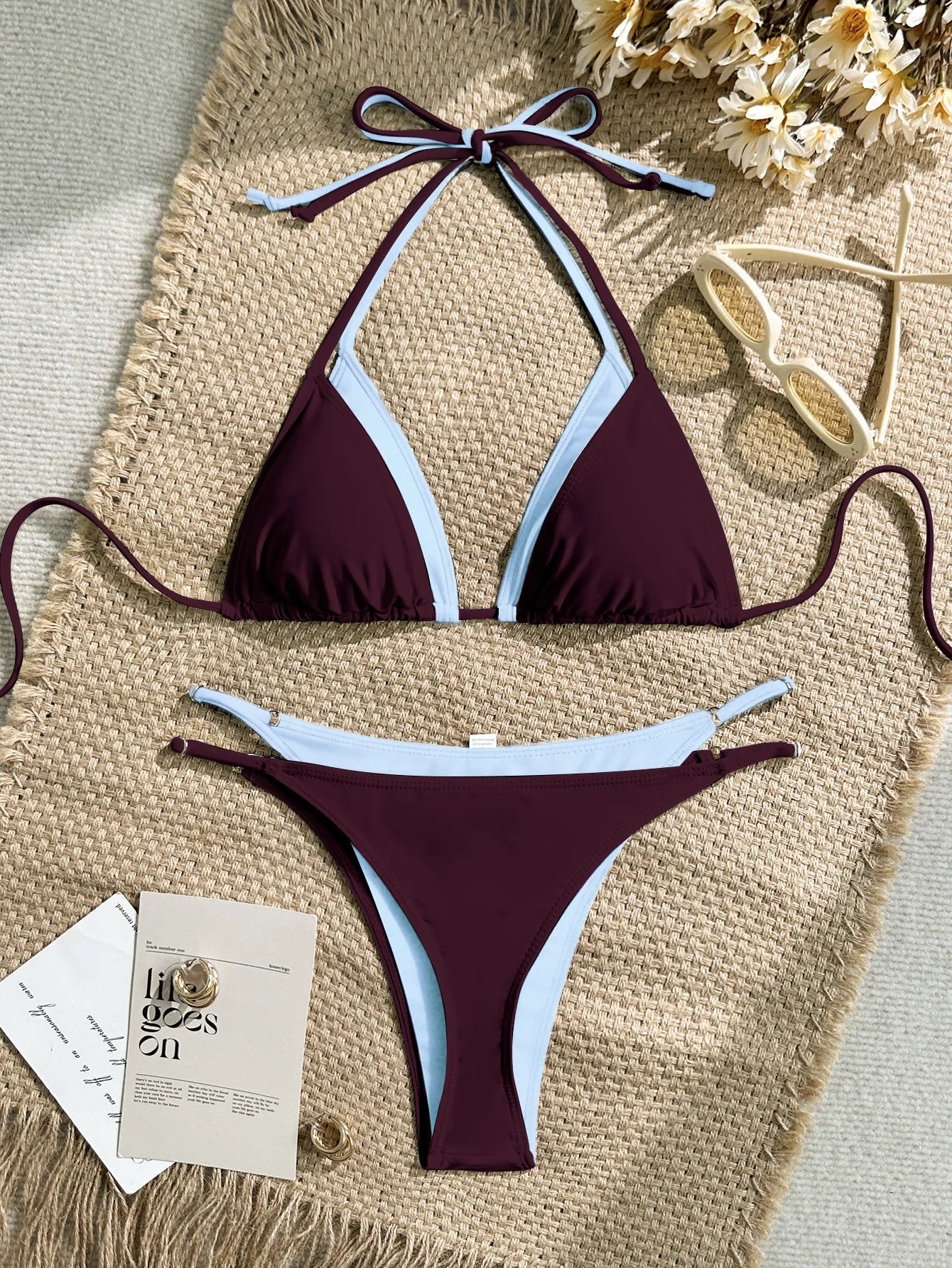 2 Piece Contrast Color Bikinis Set