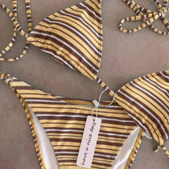 2 Piece Polka Dot Bikini Thong Lace-up Print Bathing Suits Halter String Triangle Bikini High Cut Swimsuits Swim Holiday