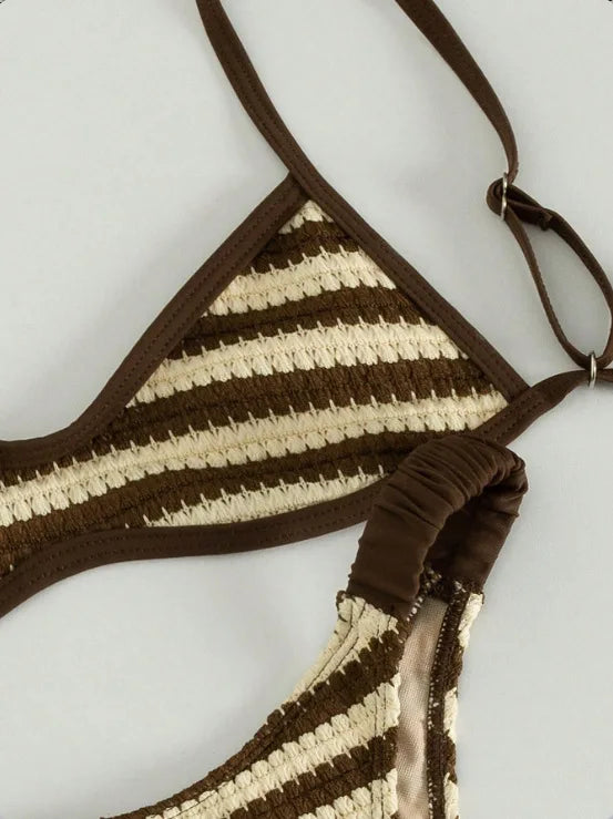 2 Piece Striped Knit Bikini