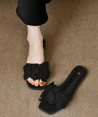 French New Rose Petal Open Toe Slide Sandals