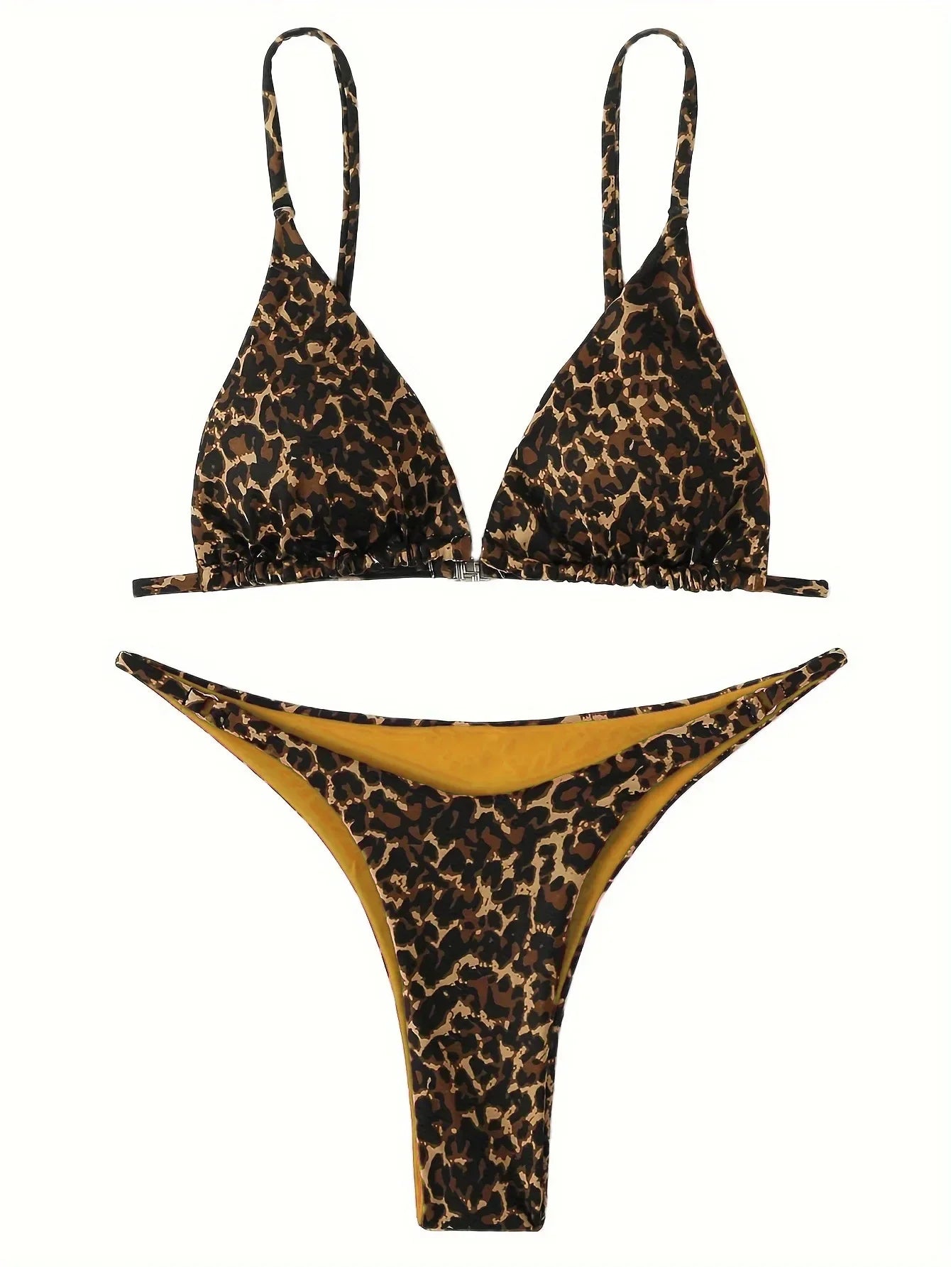 Micro Leopard Bikini High Cut  Bandage Push Up Swimsuit Bathing Suit Padded Thong Swimwear