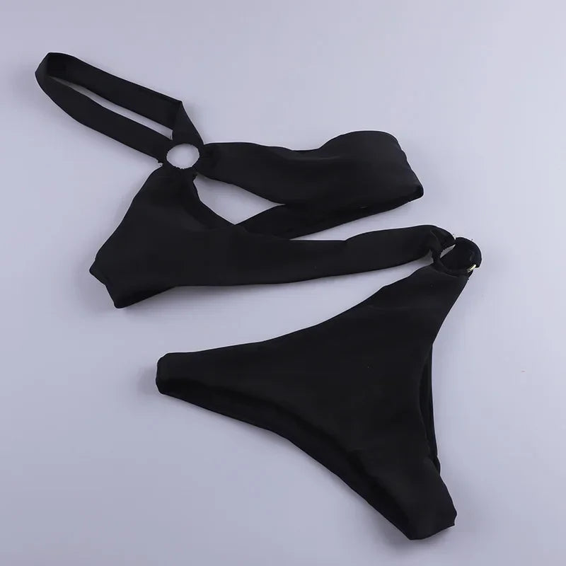 one piece swimsuit backless Swimwear female circular ring  Bathing Suits Beachwear Monokini solid Bodysuit