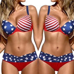 American Flag Print Bikini Set
