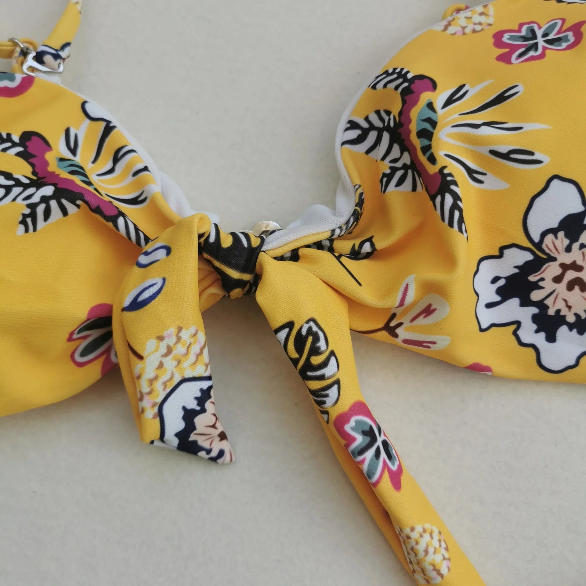 Floral Printed Bikini Oversize 2 Piece Swimsuit Strapless Backless Bathing Suit Ruffle Sleeve Swimwear