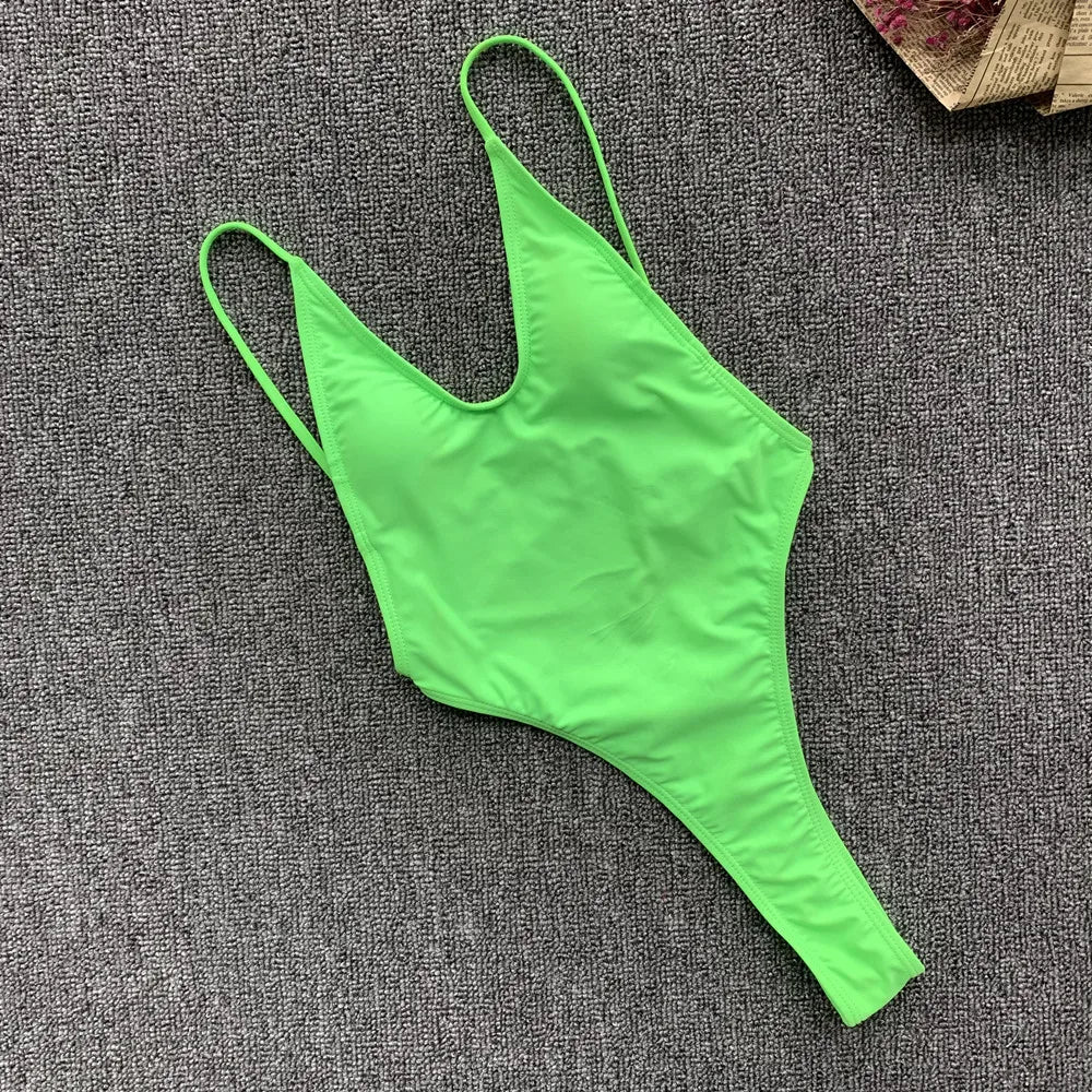 Fluorescent Green One Piece Swimsuit