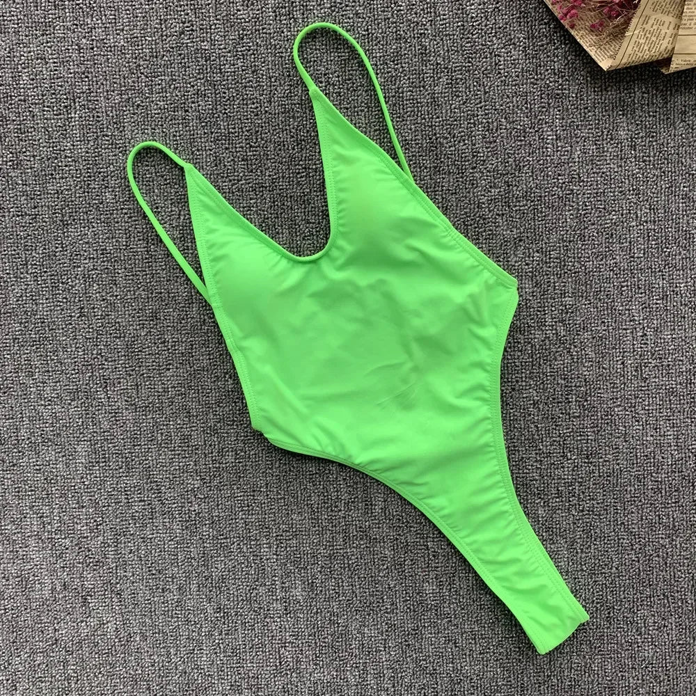 Fluorescent Green One Piece Swimsuit