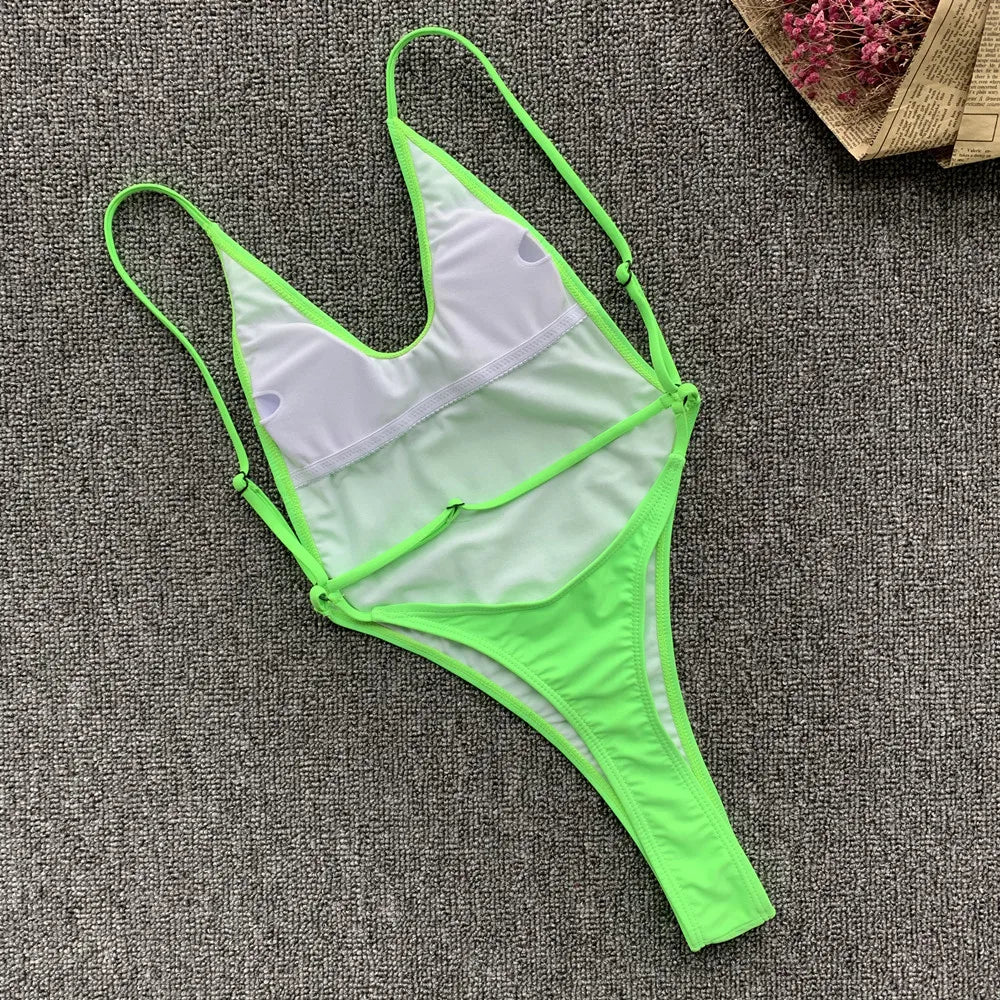 Fluorescent Green One Piece Swimsuit