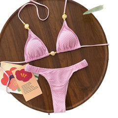 Textured Beaded Bikini Set