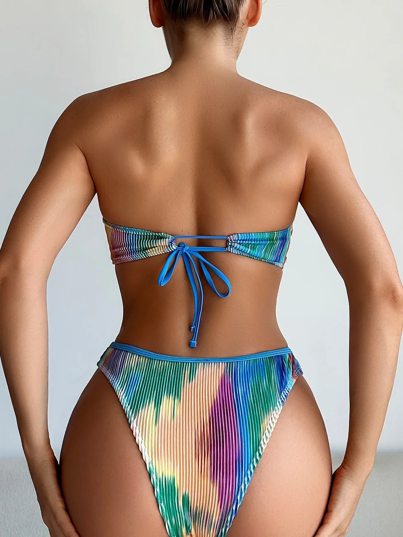Tie Dye Print Swimsuit Strapless 2-Piece Bikini