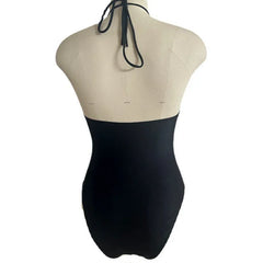 One Piece Bikini Cross Bandage Hollow Out Black Swimwear Halter Monokini Backless Bathing Suit HCHY082