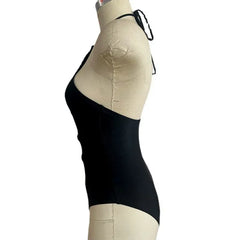 One Piece Bikini Cross Bandage Hollow Out Black Swimwear Halter Monokini Backless Bathing Suit HCHY082
