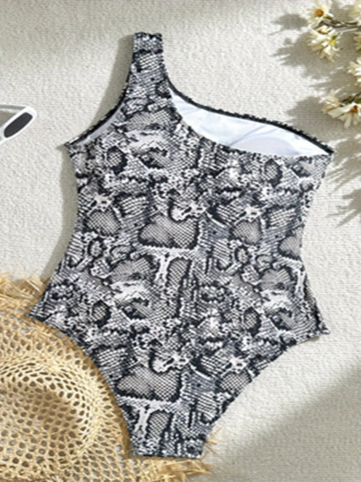Serpentine Print One Piece Swimsuit