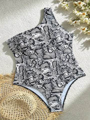 Serpentine Print One Piece Swimsuit