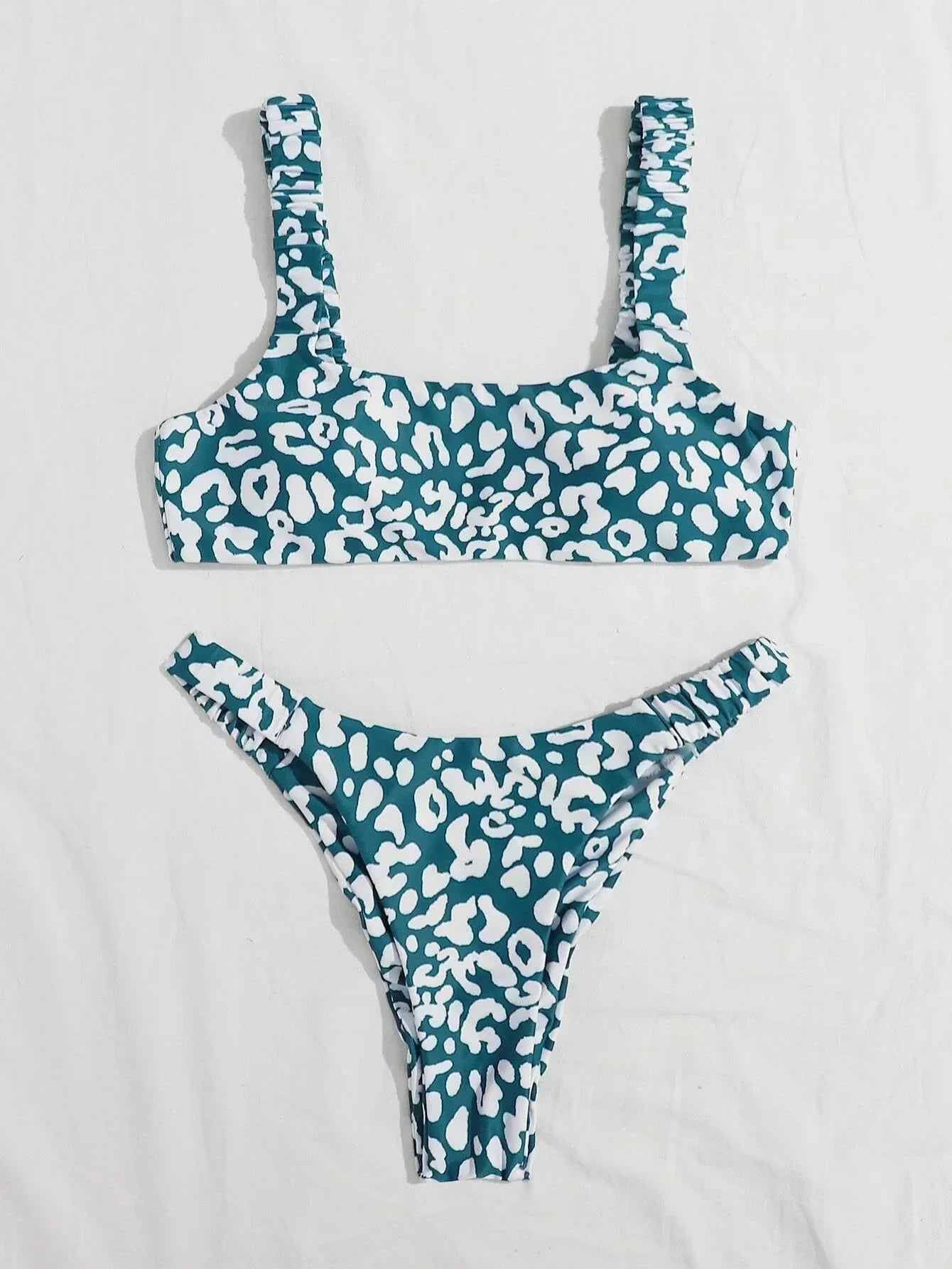 Micro Bikini 2-Piece Swimsuit Leopard Print High Waist Swimwear Suspender Multicolor Beach Bathing Suit