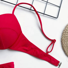 Red Push Up Bikinis Sets