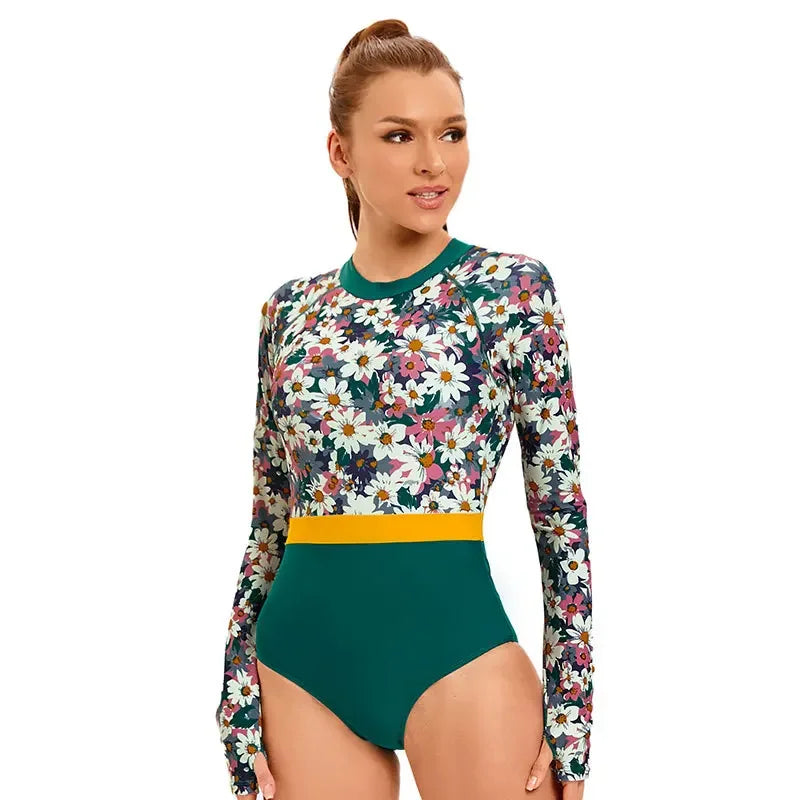 Vintage Print Conservative Surfing Suit