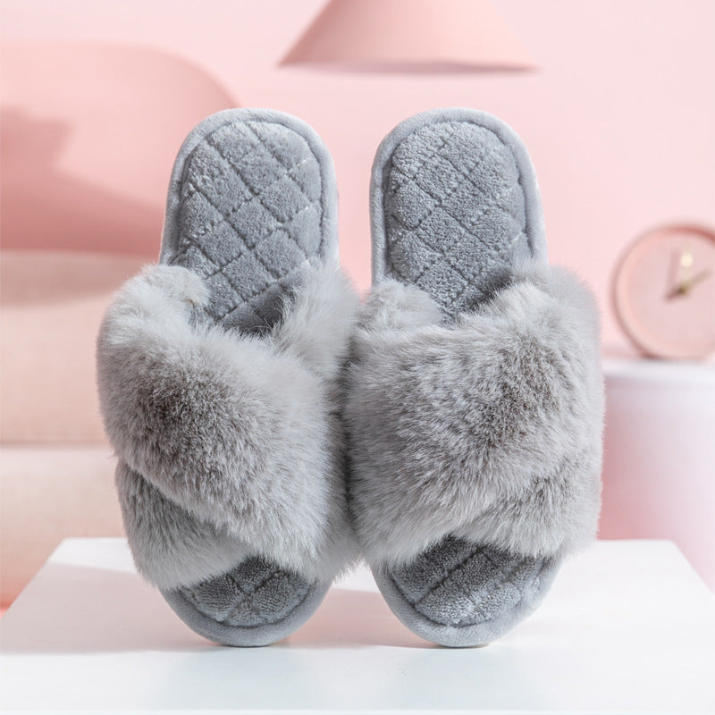 Cross Plush Slippers