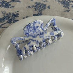 Blue and White Porcelain Printed Hair Clip