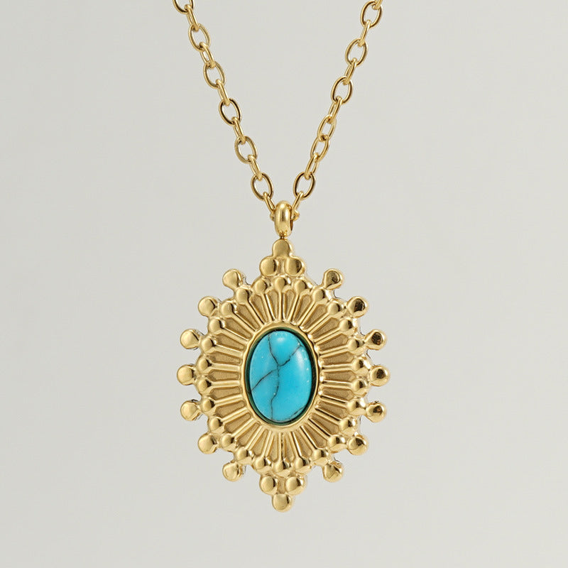 Blue Turquoise Eye Lock Necklace