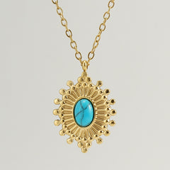 Blue Turquoise Eye Lock Necklace