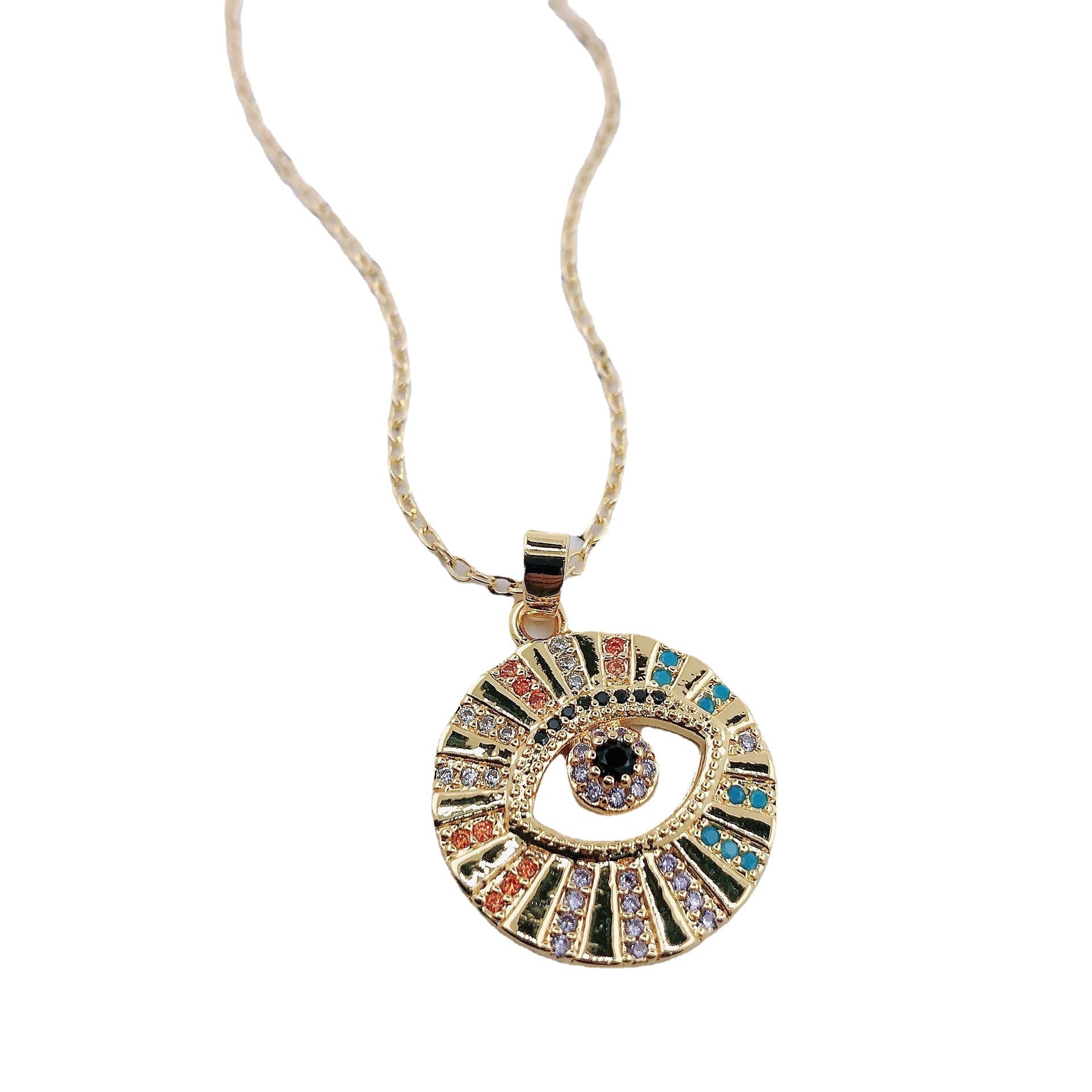 Colorful Zircon Hollow Devil's Eye Necklace