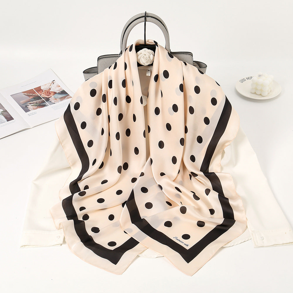 Polka Dot Printed Silk Scarf