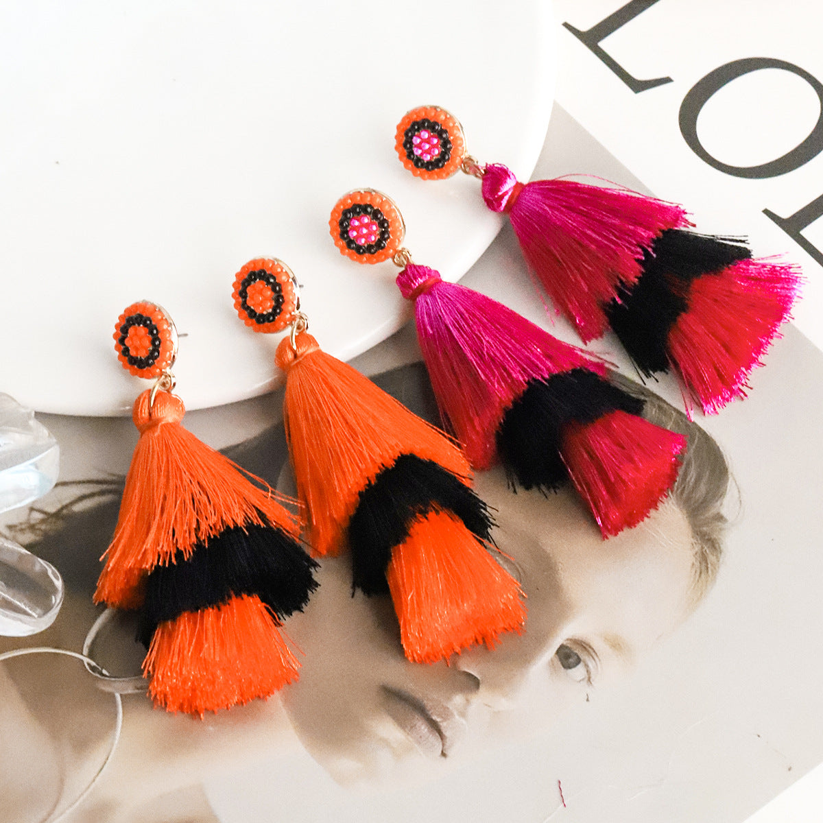 Boho Style Cotton Tassel Earrings