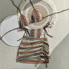 3 Piece Gradient Crochet Swimsuit