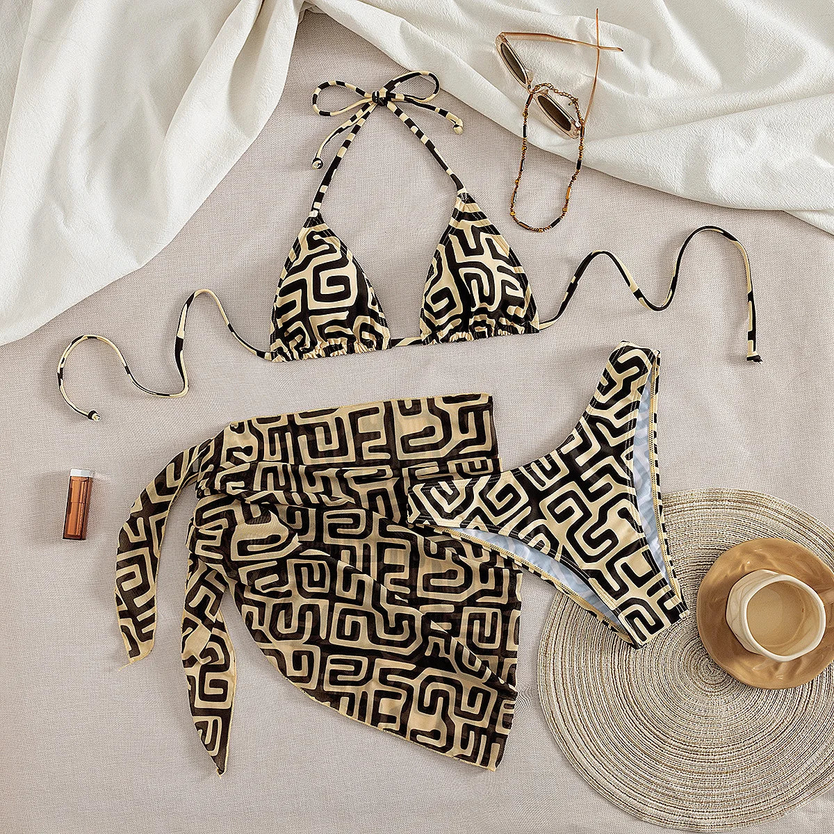 3 Piece Printed Bikinis Set