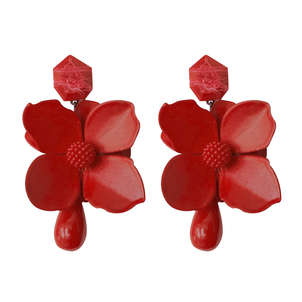 Flaxmaker Metal Floral Stud Earrings