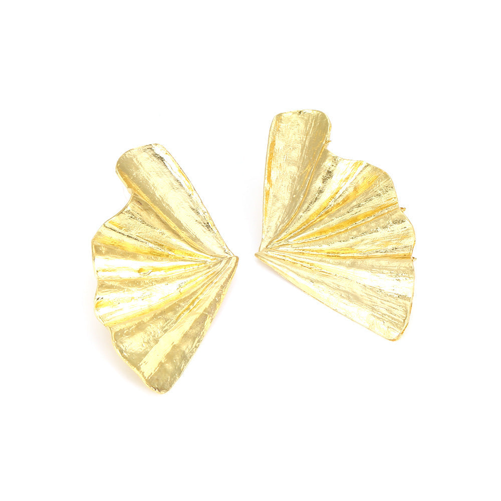 Flaxmaker Vintage Crinkled Metal Leaf Earrings