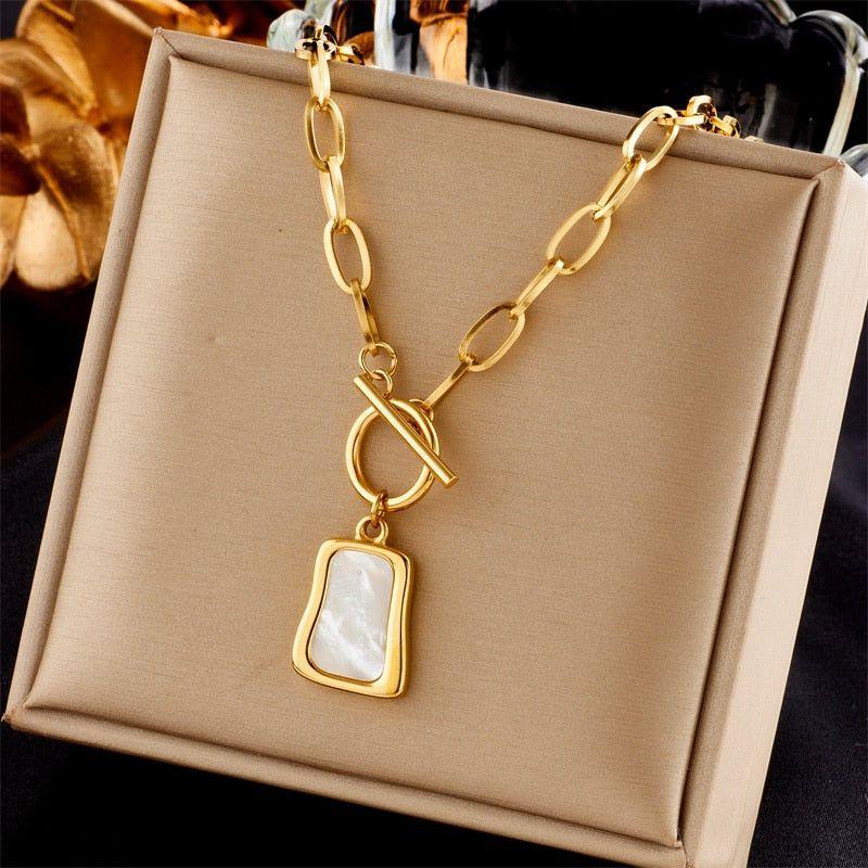 316L Stainless Steel Geometric Trapezoidal Necklace