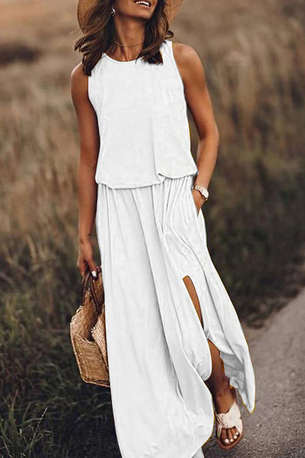 Giselle – Locker geschnittenes Maxikleid mit Schlitz 