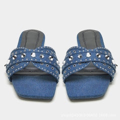 Blue Denim Slippers