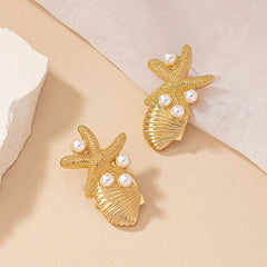 Beach Style Starfish Shell Earrings