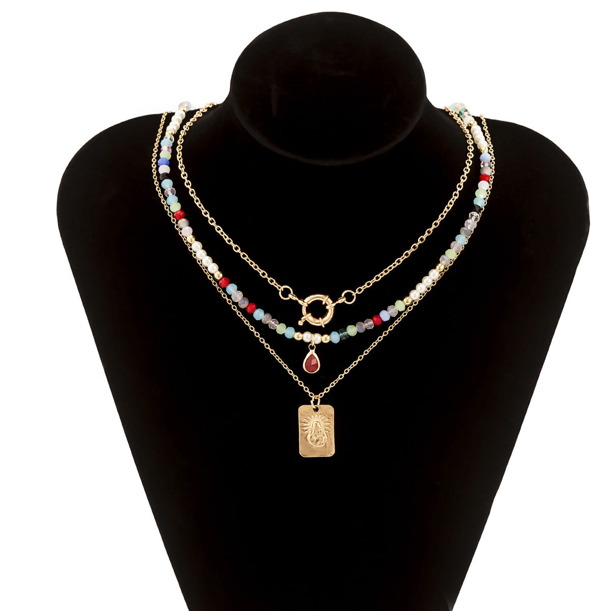 Colorful Water Drop Pendant Clavicle Chain