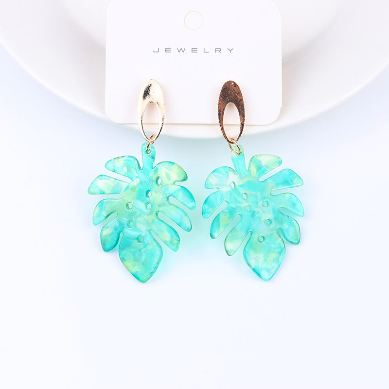 Flaxmaker Green Printed Simple Earrings