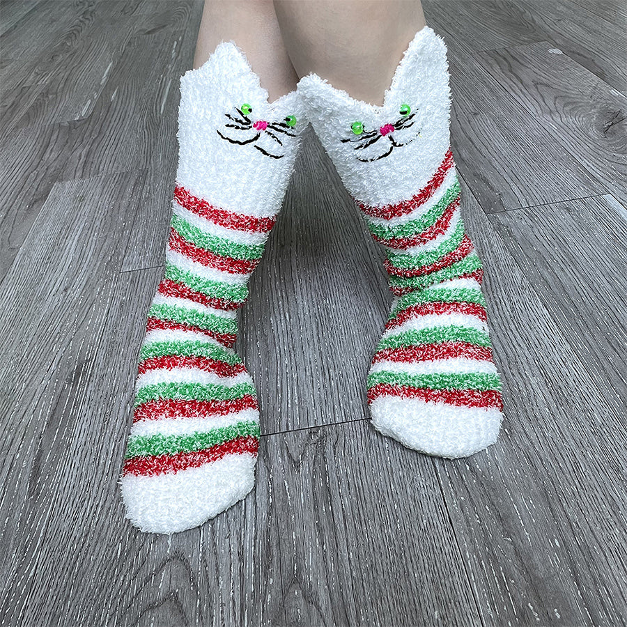Calcetines navideños con dibujos divertidos en 3D para el suelo del hogar