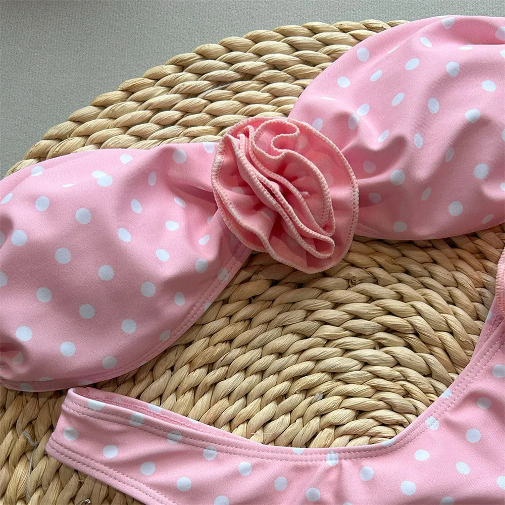 3D Flower Bandaeu Bikinis Sets