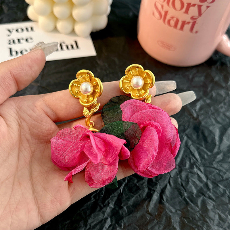 Handmade Fabric Floral Earrings